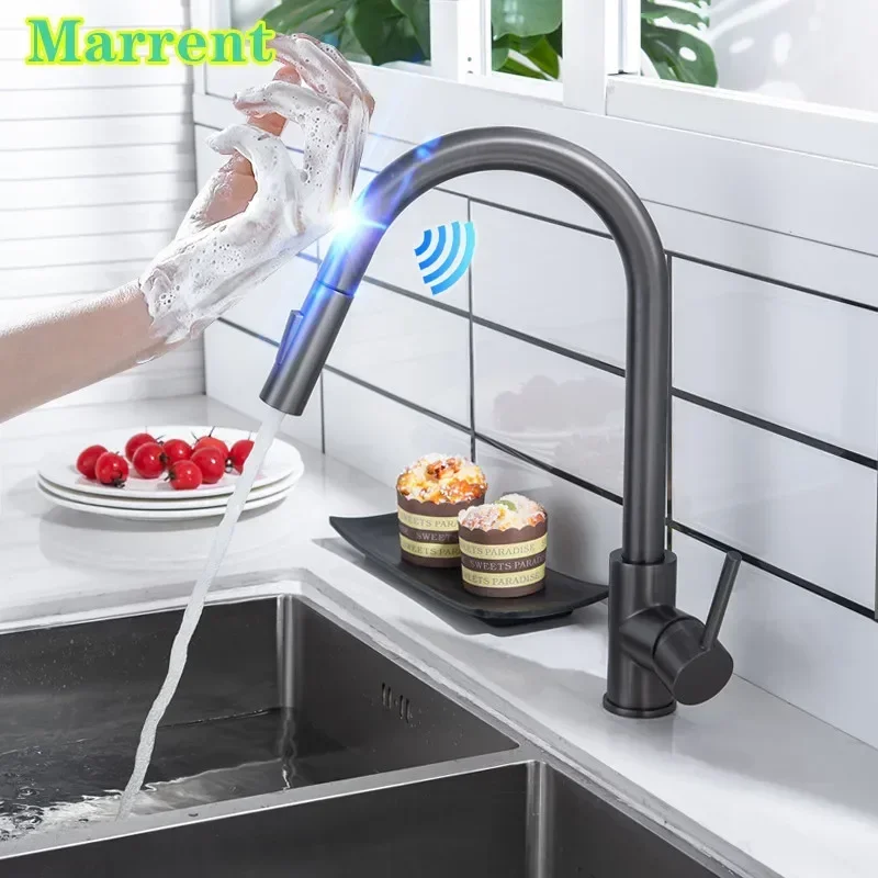Marrent Smart Touch Кухонный смеситель из нержавеющей стали 304, выдвижной кухонный смеситель, умный сенсорный кухонный смеситель для воды
Marrent Smart Touch Кухонный смеситель из нержавеющей стали 304, выдвижной кухонный смеситель, умный сенсорный кухонный смеситель для воды