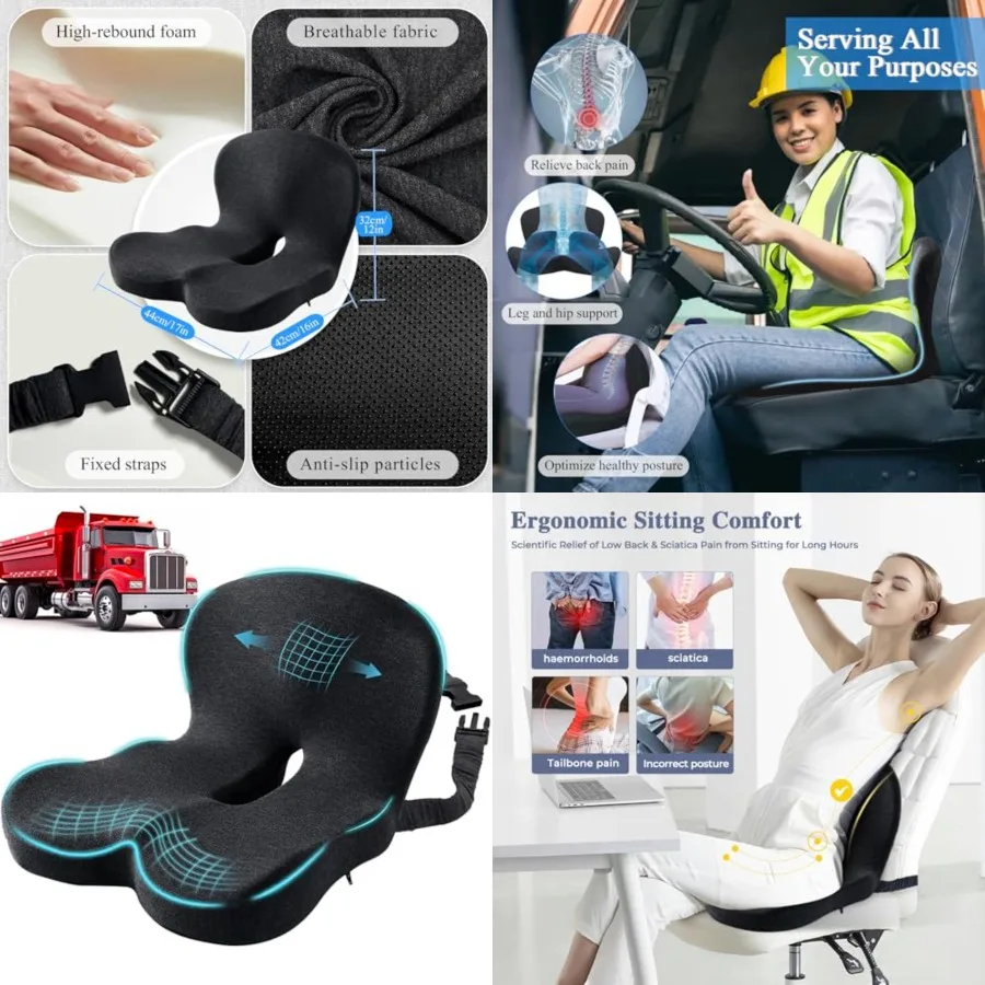 Ergonomic Seat Cushion with Adjustable Strap, Memory Foam Office Chair Seat Cushion with L-Shaped Design, Car Seat Cushion Fits for Truck Driver Semi Truck, Gaming Chair, Desk, Dark Gray
Ergonomic Seat Cushion with Adjustable Strap, Memory Foam Office Chair Seat Cushion with L-Shaped Design, Car Seat Cushion Fits for Truck Driver Semi Truck, Gaming Chair, Desk, Dark Gray