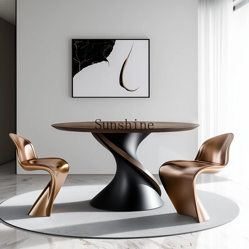 Italian minimalist all-solid wood dining table high-end living room home creative round dining table
Italian minimalist all-solid wood dining table high-end living room home creative round dining table