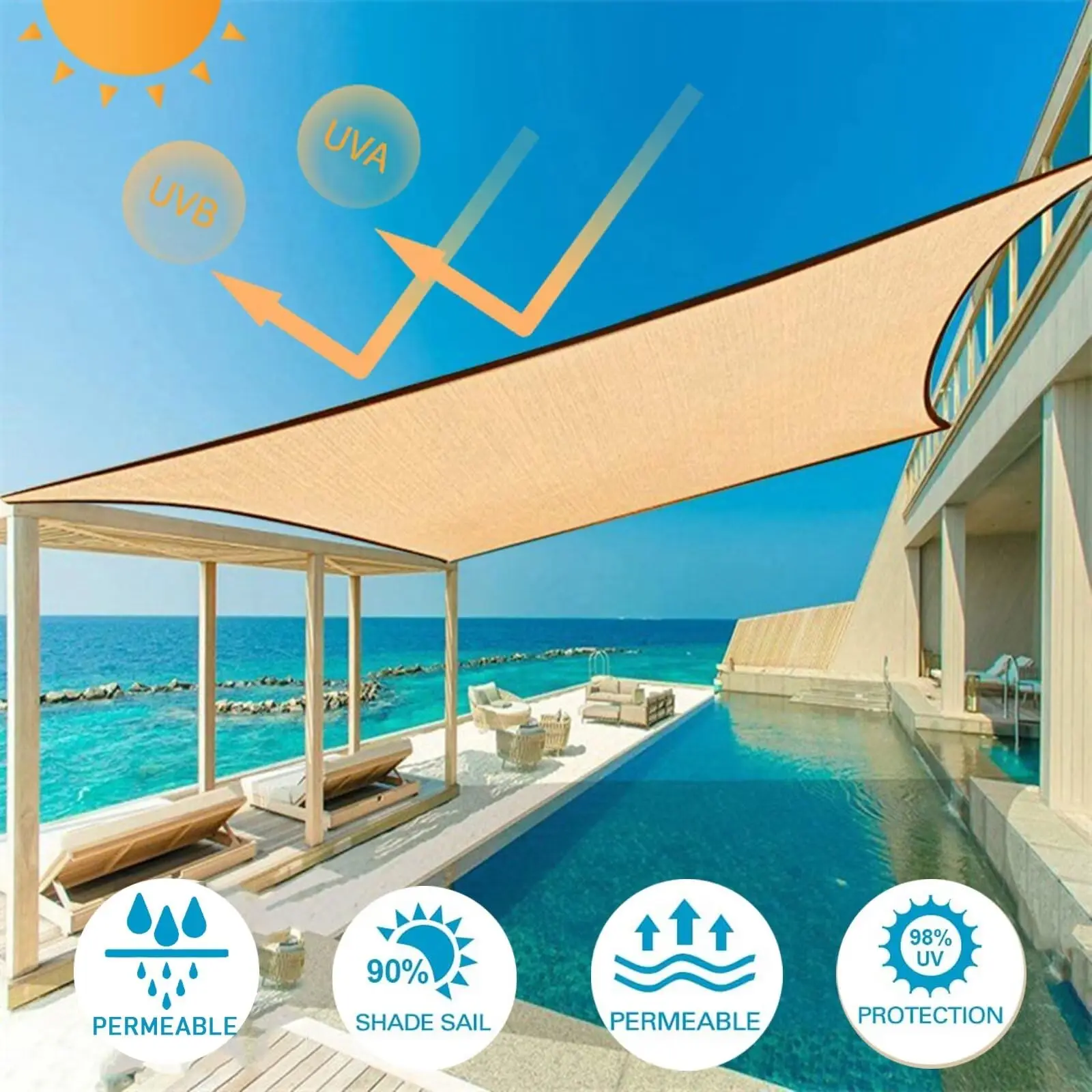 2X2M 2X3M 2X4M 4X4M UV Resistant Waterproof Sun Shade Sail Rectangle Heavy Duty Outdoor Canopy for Patio Pool Garden Backyard
2X2M 2X3M 2X4M 4X4M UV Resistant Waterproof Sun Shade Sail Rectangle Heavy Duty Outdoor Canopy for Patio Pool Garden Backyard