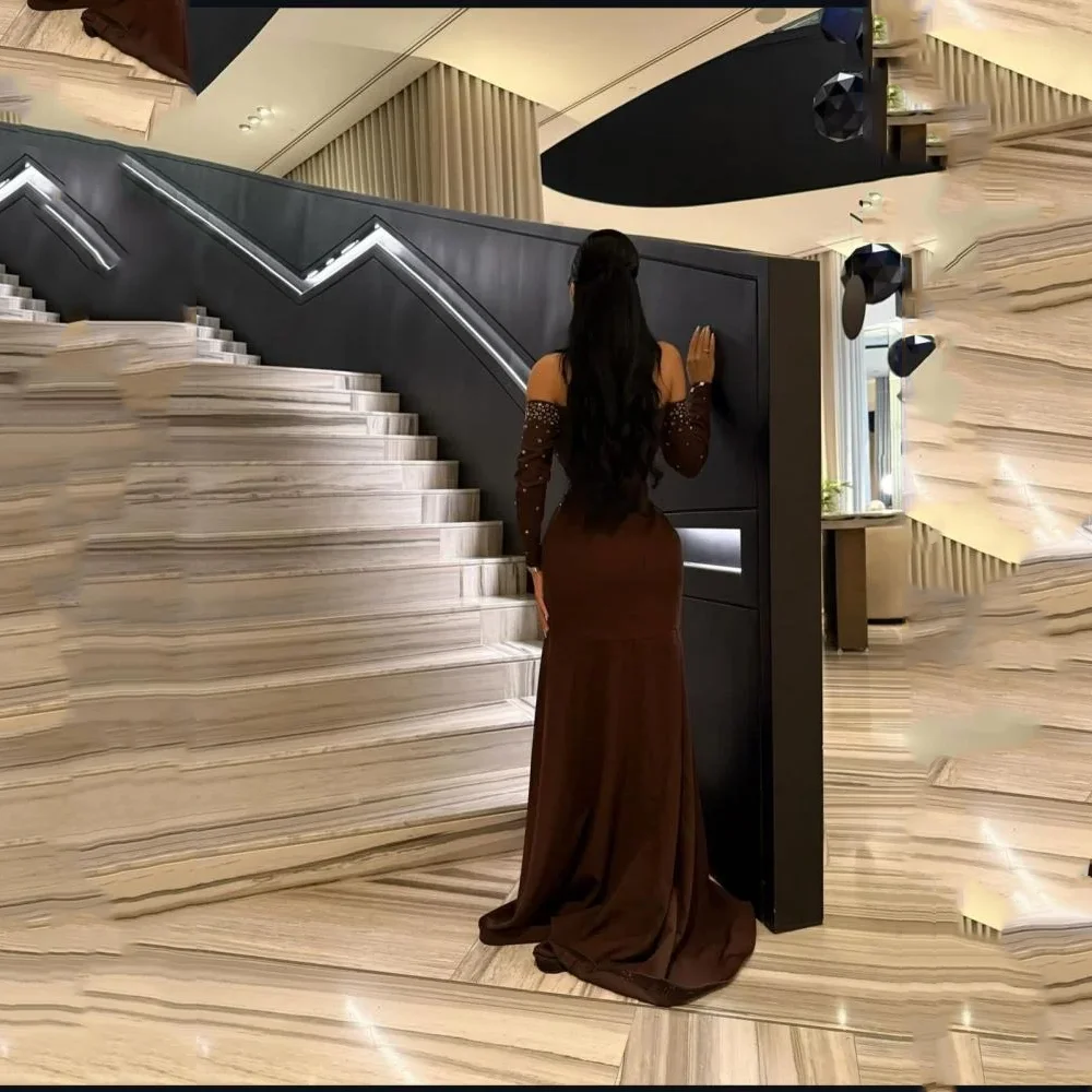 Exquisite Evening Dresses Modern Off The Shoulder Full Sleeve Jersey Ruffle Mermaid Sweep Train Party Dresses Customized Gowns
Exquisite Evening Dresses Modern Off The Shoulder Full Sleeve Jersey Ruffle Mermaid Sweep Train Party Dresses Customized Gowns