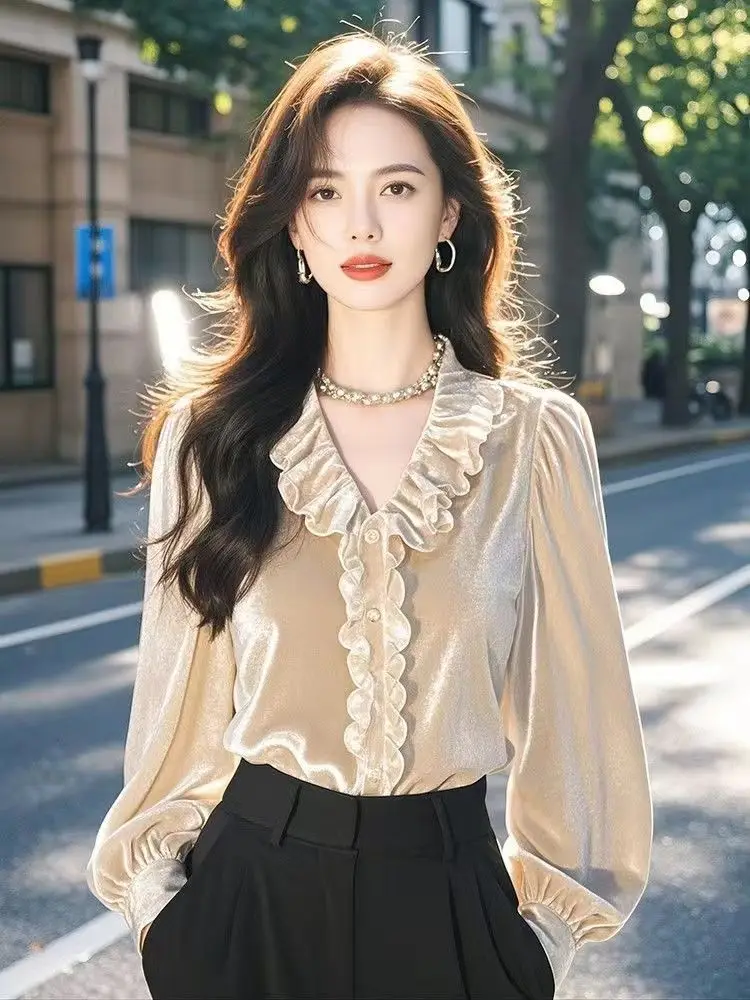 2025 Spring Autumn Blouses Solid Color Long Sleeve Ruffles Patchwork Shirts Fashion Vintage Design All Match Women Clothing New
2025 Spring Autumn Blouses Solid Color Long Sleeve Ruffles Patchwork Shirts Fashion Vintage Design All Match Women Clothing New
