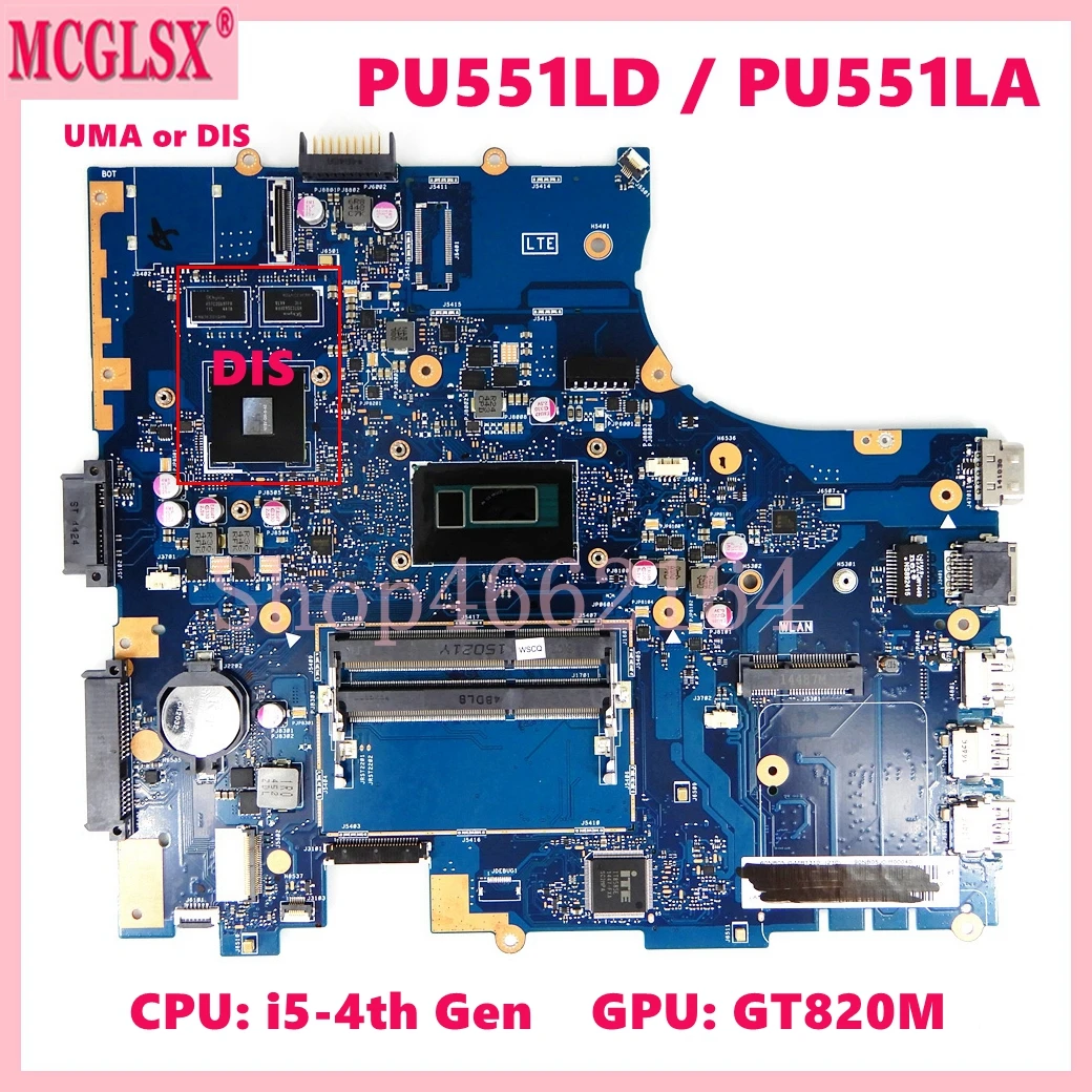 PU551LA i5 i7-4th Gen CPU UMA/GT820M-V1G Notebook Mainboard For ASUS PRO551L PU551LD PU551LA PU551L PU551 Laptop Motherboard
PU551LA i5 i7-4th Gen CPU UMA/GT820M-V1G Notebook Mainboard For ASUS PRO551L PU551LD PU551LA PU551L PU551 Laptop Motherboard