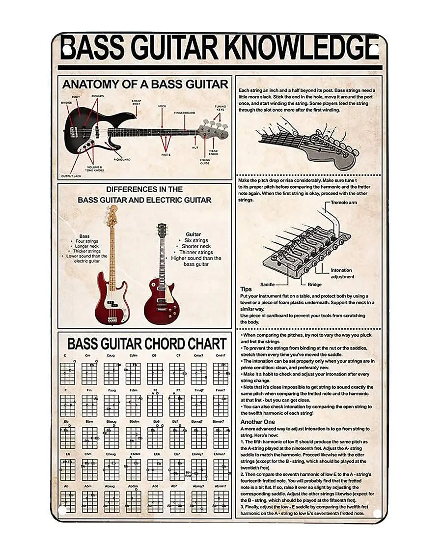 Veidsuh Bass Guitar Knowledge Metal Sign Poster Tin Sign Metal Sign Metal Tin Sign Metal Plaque
Veidsuh Bass Guitar Knowledge Metal Sign Poster Tin Sign Metal Sign Metal Tin Sign Metal Plaque