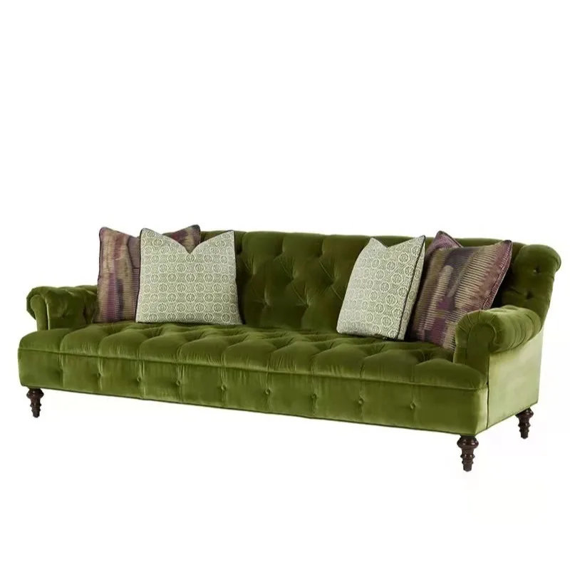 American retro buckle fabric single and double triple medieval living room model room hotel bed and breakfast sofa
American retro buckle fabric single and double triple medieval living room model room hotel bed and breakfast sofa