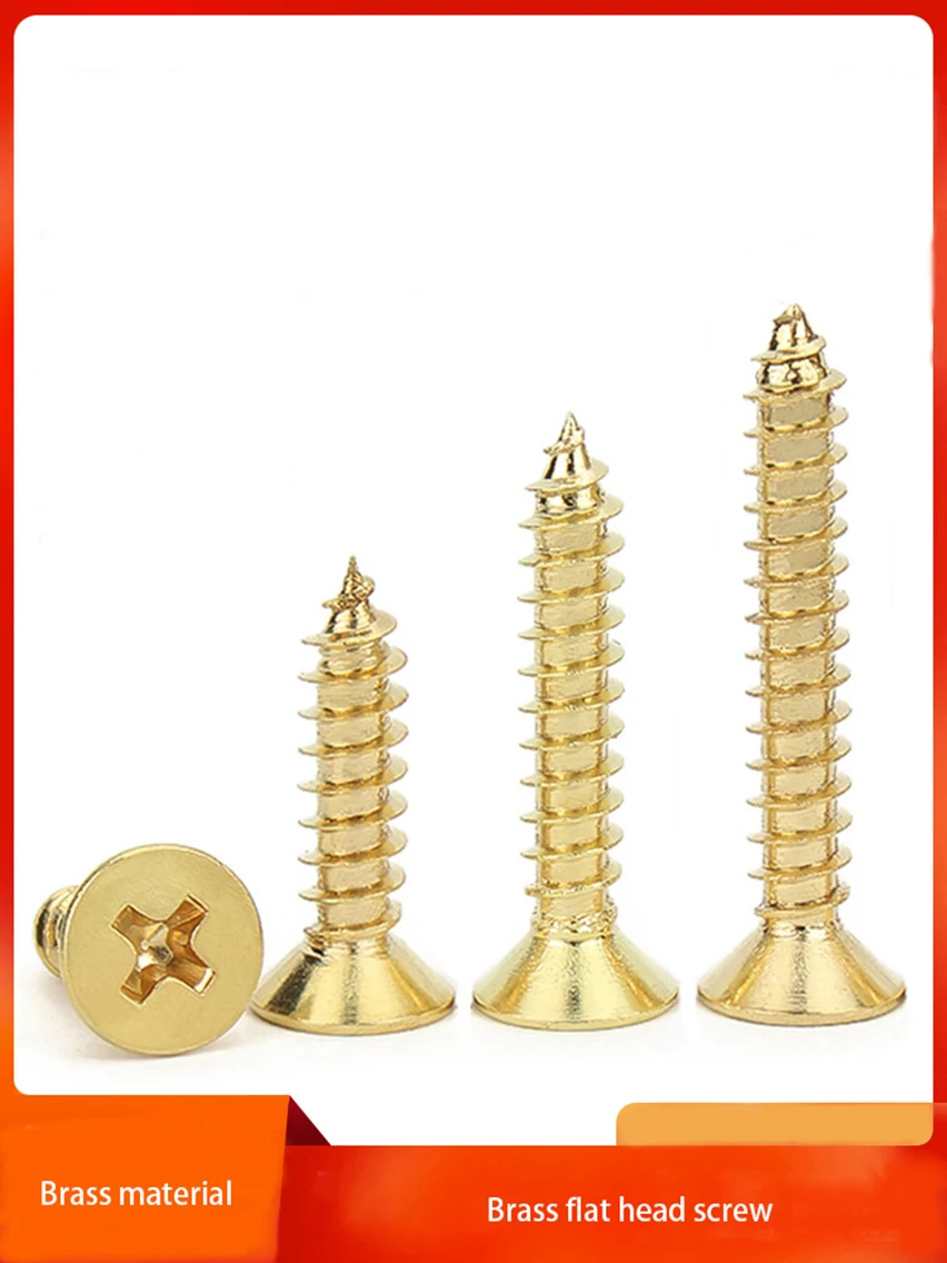 Brass Flat Head Screw, Copper Self Tapping Screw, Countersunk Cross Self Tapping Screw, M2M3.5M4M5M6M8
Brass Flat Head Screw, Copper Self Tapping Screw, Countersunk Cross Self Tapping Screw, M2M3.5M4M5M6M8