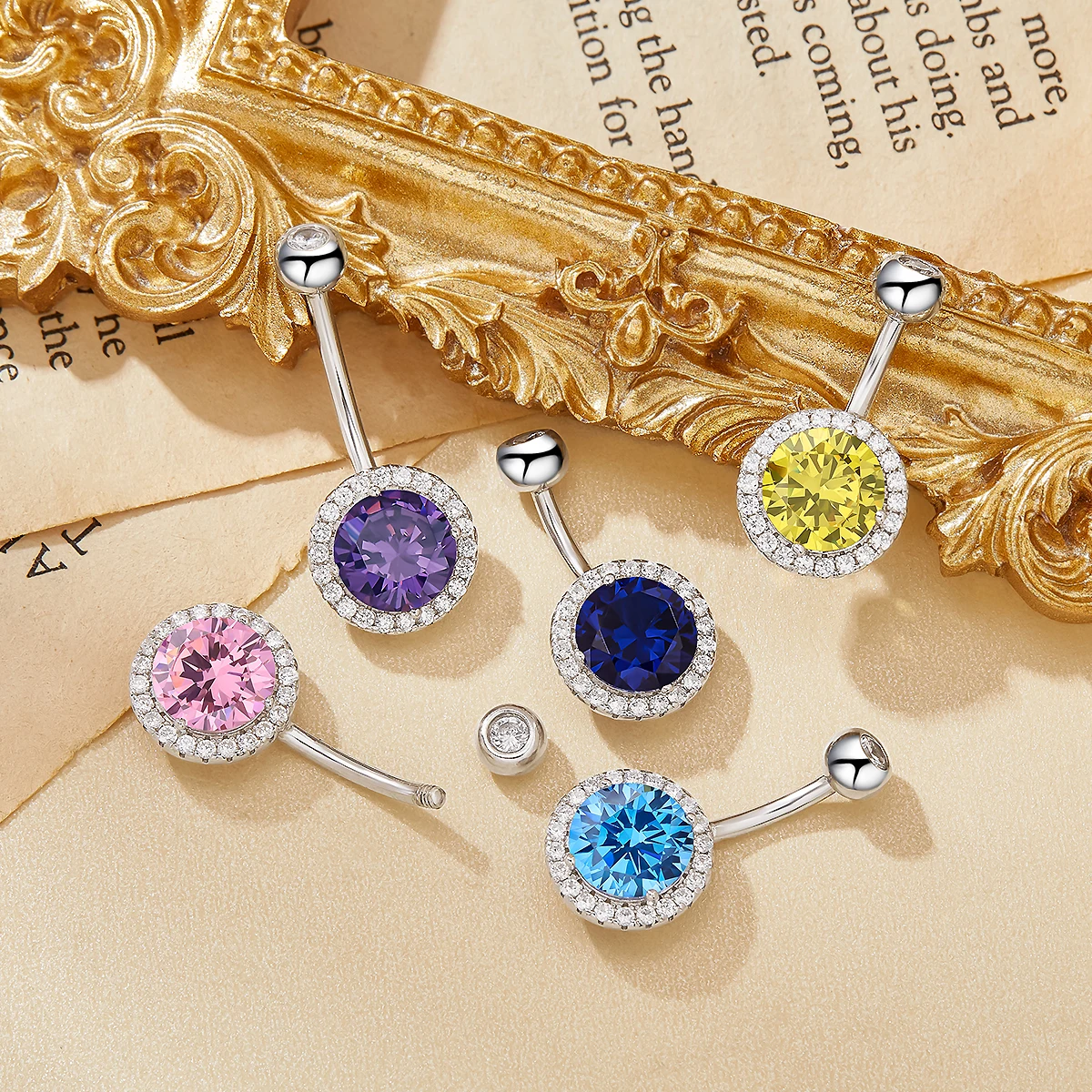 Halo Round Color CZ Stone Solid 925 Sterling Silver Belly Button Ring Navel Belly Piercing Navel Bar Curved Barbell Bell 6710005
Halo Round Color CZ Stone Solid 925 Sterling Silver Belly Button Ring Navel Belly Piercing Navel Bar Curved Barbell Bell 6710005