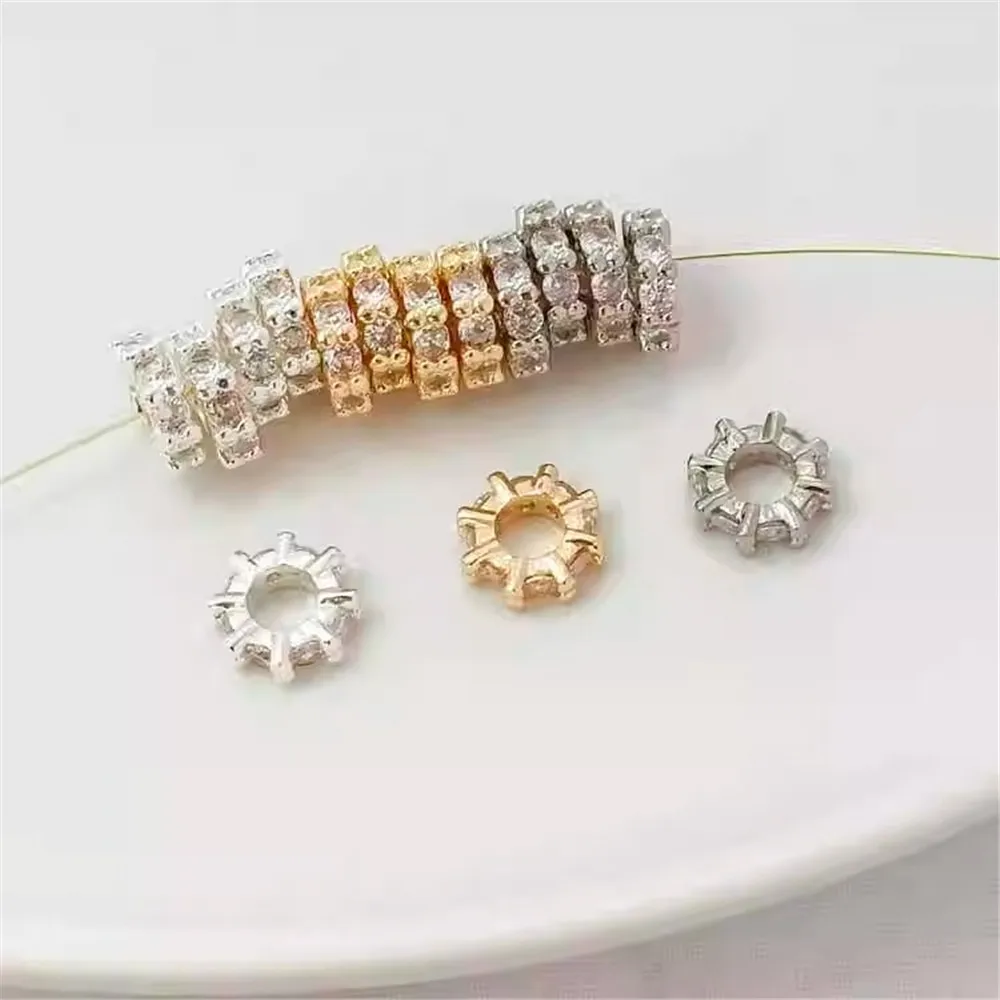 14K Gold-plated Micro-inlaid Zircon Large-hole Spacer Gasket Silver Wheel Beads Diy Handmade Jewelry Accessories Bracelet Neckla
14K Gold-plated Micro-inlaid Zircon Large-hole Spacer Gasket Silver Wheel Beads Diy Handmade Jewelry Accessories Bracelet Neckla