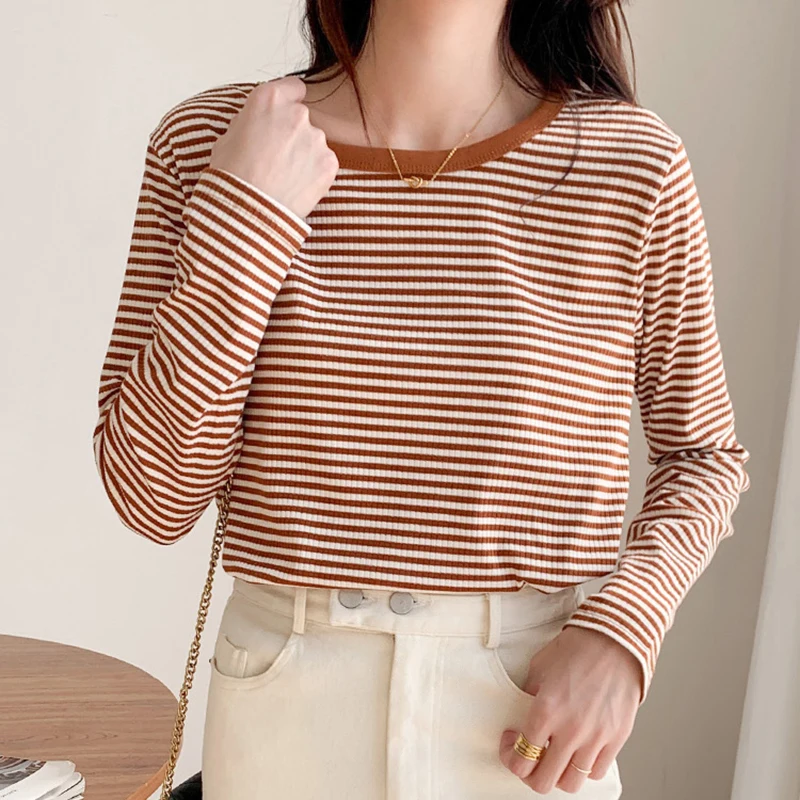 Tee Shirt Femme Striped Long Sleeve T Shirt Women 2023 Autumn Korean Woman Clothes Casual Tops Cotton T-Shirts Camisetas Mujer
Tee Shirt Femme Striped Long Sleeve T Shirt Women 2023 Autumn Korean Woman Clothes Casual Tops Cotton T-Shirts Camisetas Mujer