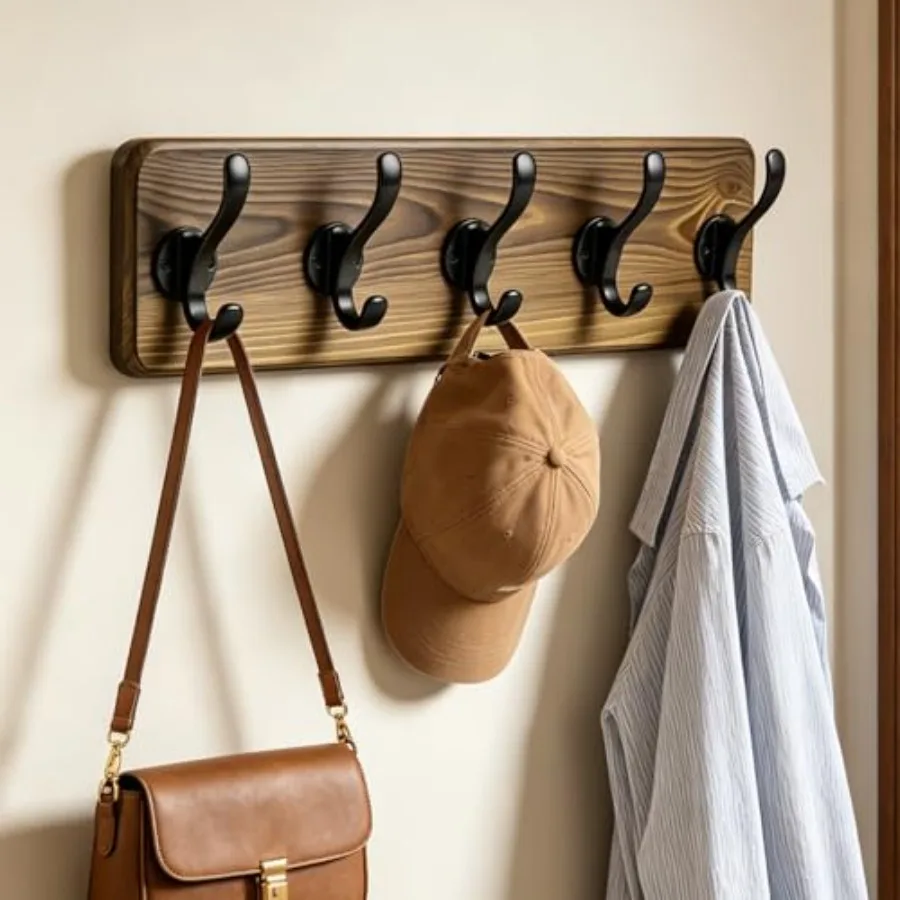 17" Coat Rack Wall Mount, Rustic Wall Mounted Coat Rack, Pine Solid Wood Coat Hook Hanger with 5 Metal Hooks- Wall Coat for Han
17" Coat Rack Wall Mount, Rustic Wall Mounted Coat Rack, Pine Solid Wood Coat Hook Hanger with 5 Metal Hooks- Wall Coat for Han