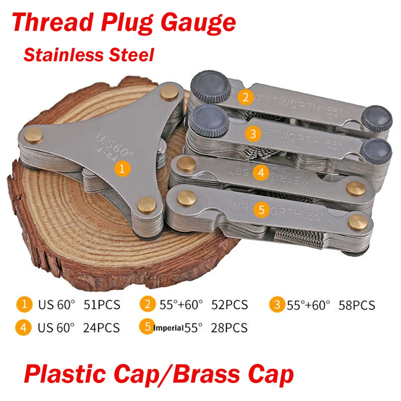 Stainless Steel Thread Plug Gauge 55/60Degree Metric/Imperial/U.S Gear Tooth Screw Pitch Gauges Tap Thread Measurement Tool
Stainless Steel Thread Plug Gauge 55/60Degree Metric/Imperial/U.S Gear Tooth Screw Pitch Gauges Tap Thread Measurement Tool