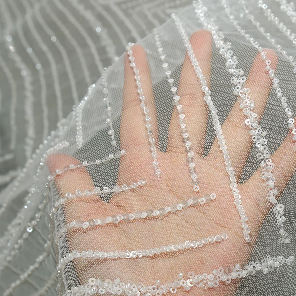 Luxury Lace Sequin Beaded Mesh Fabric for Wedding Dress Formal Gown Shiny Floral Embroidery Soft Tulle Dreamy Elegant Material
Luxury Lace Sequin Beaded Mesh Fabric for Wedding Dress Formal Gown Shiny Floral Embroidery Soft Tulle Dreamy Elegant Material
