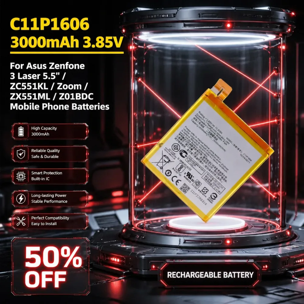 C11P1606 3000mAh Battery For Asus Zenfone 3 Laser ZC551KL Zoom ZX551ML Z01BDC Replacement Battery + Free Tools
C11P1606 3000mAh Battery For Asus Zenfone 3 Laser ZC551KL Zoom ZX551ML Z01BDC Replacement Battery + Free Tools
