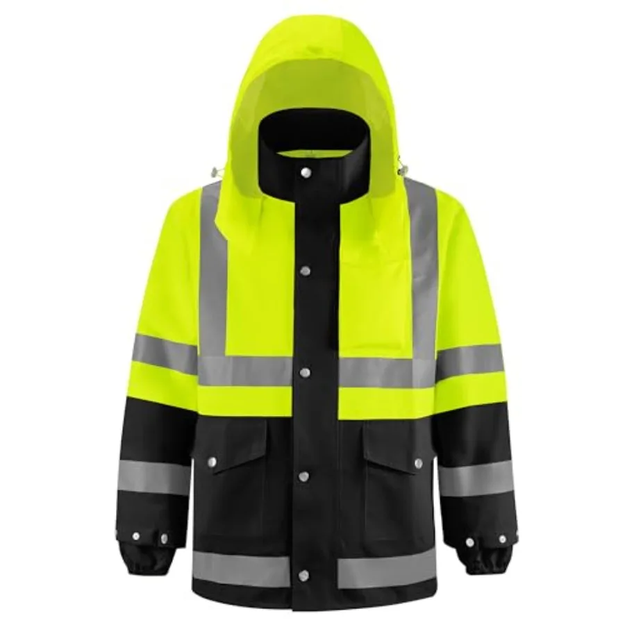 Reflective High Visibility Safety Jacket, Safety Rain Jacket with Hood, Lightweight Workwear for Outdoor Construction
Reflective High Visibility Safety Jacket, Safety Rain Jacket with Hood, Lightweight Workwear for Outdoor Construction
