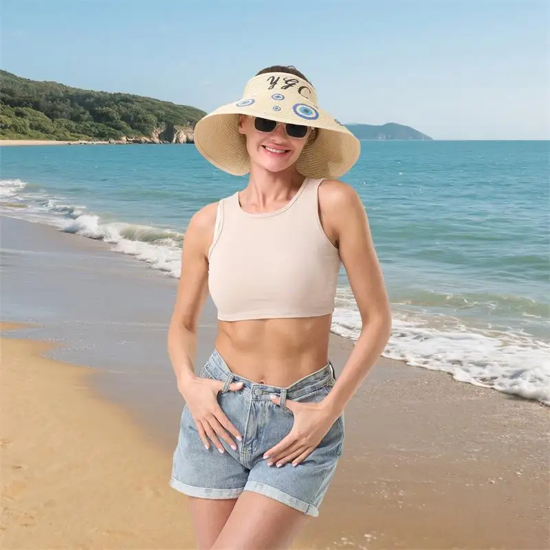 Blue mysterious eye woven women's French high appearance level simple beach overhead sun hat
Blue mysterious eye woven women's French high appearance level simple beach overhead sun hat