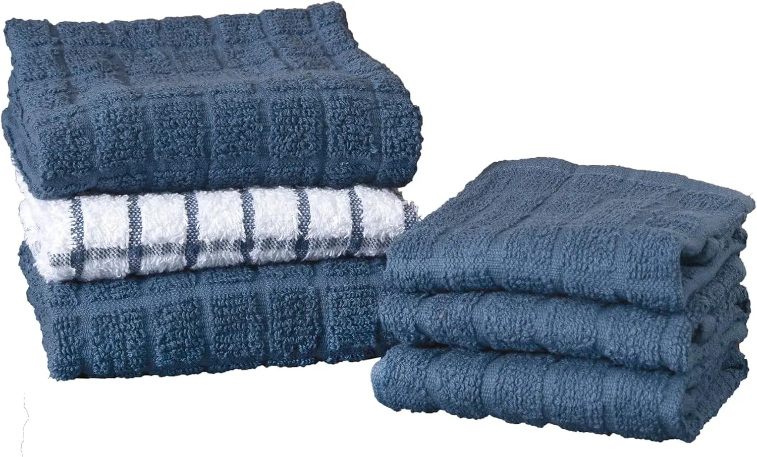 6-Pack Premium Kitchen Towels & Dish Cloths: Super Absorbent, Soft, 100% Cotton, Checked & Solid, Federal Blue
6-Pack Premium Kitchen Towels & Dish Cloths: Super Absorbent, Soft, 100% Cotton, Checked & Solid, Federal Blue