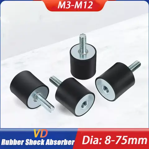 Rubber Anti Vibration Isolation Mount 1-4Pcs VD-Type Shock Absorber Damper M3-M12 Male-Female Thread Crash Pad Fastener