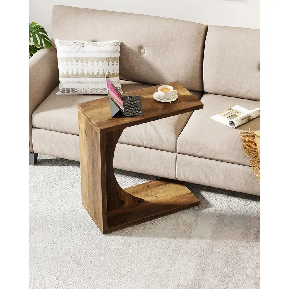 C-Shaped Coffee Table for Small Spaces, Brown Finish
C-Shaped Coffee Table for Small Spaces, Brown Finish
