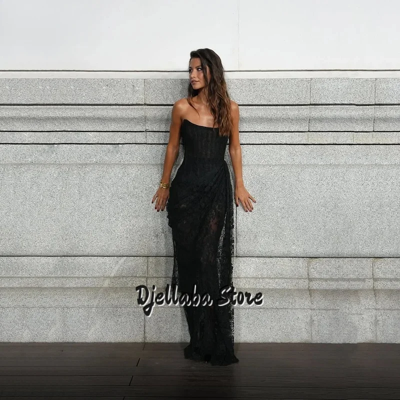 Black Lace Evening Dress Strapless Mermaid Formal Occasion Elegant Saudi Arabia Prom Dresses Customized
Black Lace Evening Dress Strapless Mermaid Formal Occasion Elegant Saudi Arabia Prom Dresses Customized