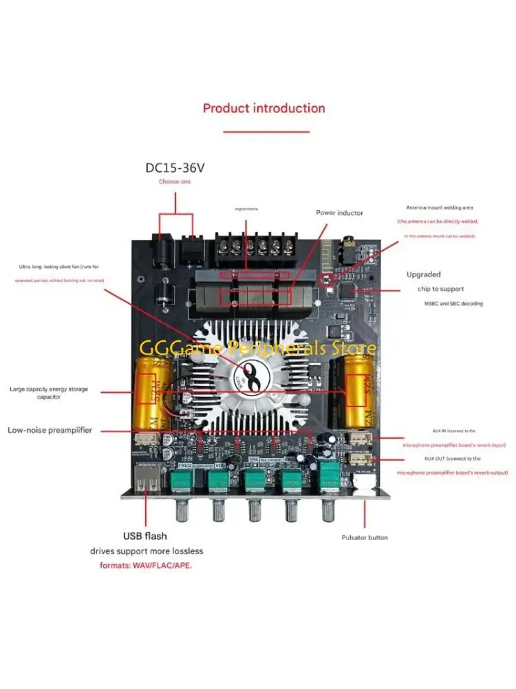 U55B 160Wx2+220W 2.1 Channel Digital Power Amplifier Board Bluetooth-compatible Power
U55B 160Wx2+220W 2.1 Channel Digital Power Amplifier Board Bluetooth-compatible Power