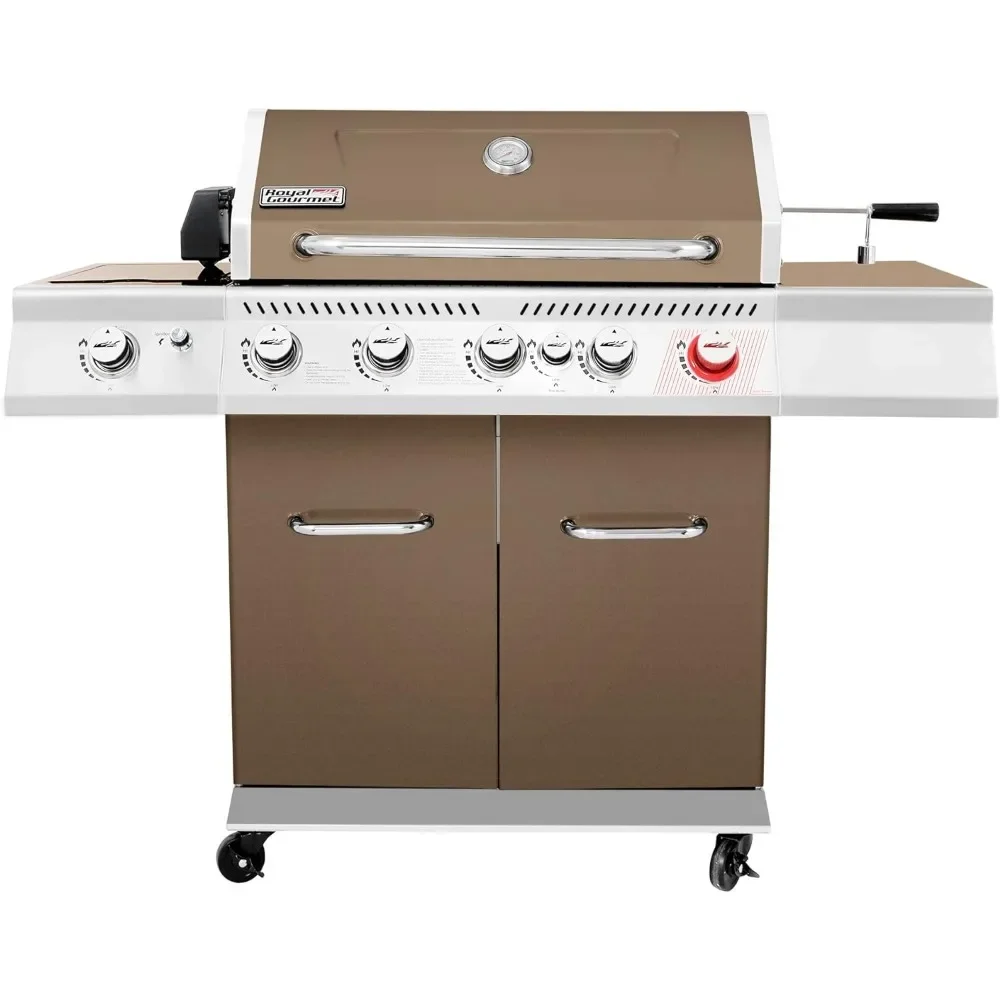 BBQ Grill of 5-Burner, Rotisserie Kit, Sear Burner, Rear Burner and Side Burner, Outdoor BBQ Grill
BBQ Grill of 5-Burner, Rotisserie Kit, Sear Burner, Rear Burner and Side Burner, Outdoor BBQ Grill