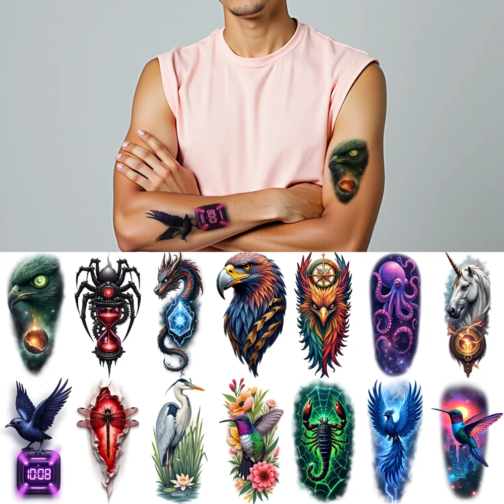 9pcs Temporary Tattoo Parrot Realistic Temporary Tattoos Eagle Swan Colorful Realism Owl For Adults Back Shoulders
9pcs Temporary Tattoo Parrot Realistic Temporary Tattoos Eagle Swan Colorful Realism Owl For Adults Back Shoulders
