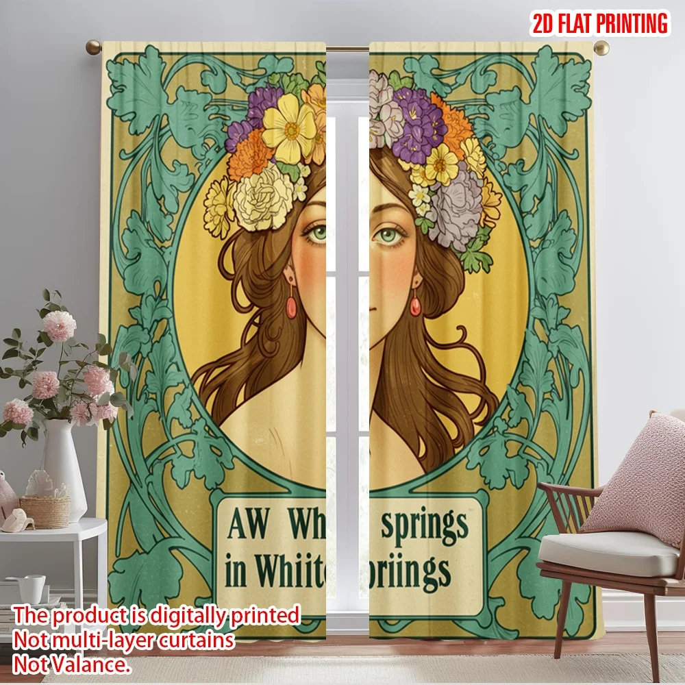 2pcs 2D flat printing Curtain Nouveau Woman Flower Crown Polyester Without Electricity Family Party Use for Outdoor and Home
2pcs 2D flat printing Curtain Nouveau Woman Flower Crown Polyester Without Electricity Family Party Use for Outdoor and Home