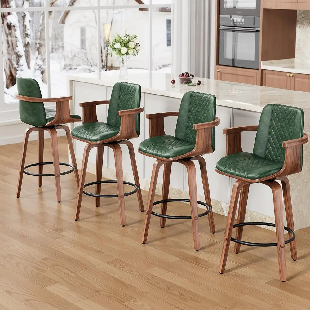 Bar Stools Set of 4, 26 Bentwood Barstools with Arms, MidCentury Modern Counter Height Swivel Bar Chairs, PU Leather Barstools
Bar Stools Set of 4, 26 Bentwood Barstools with Arms, MidCentury Modern Counter Height Swivel Bar Chairs, PU Leather Barstools