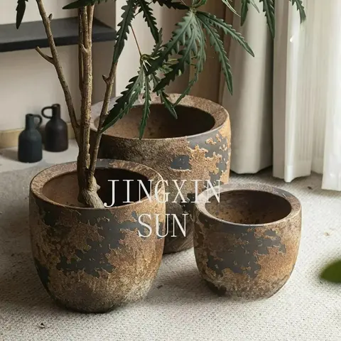Jingdezhen lanthanum forest wabi wind retro ceramic large flower pot new Chinese living room