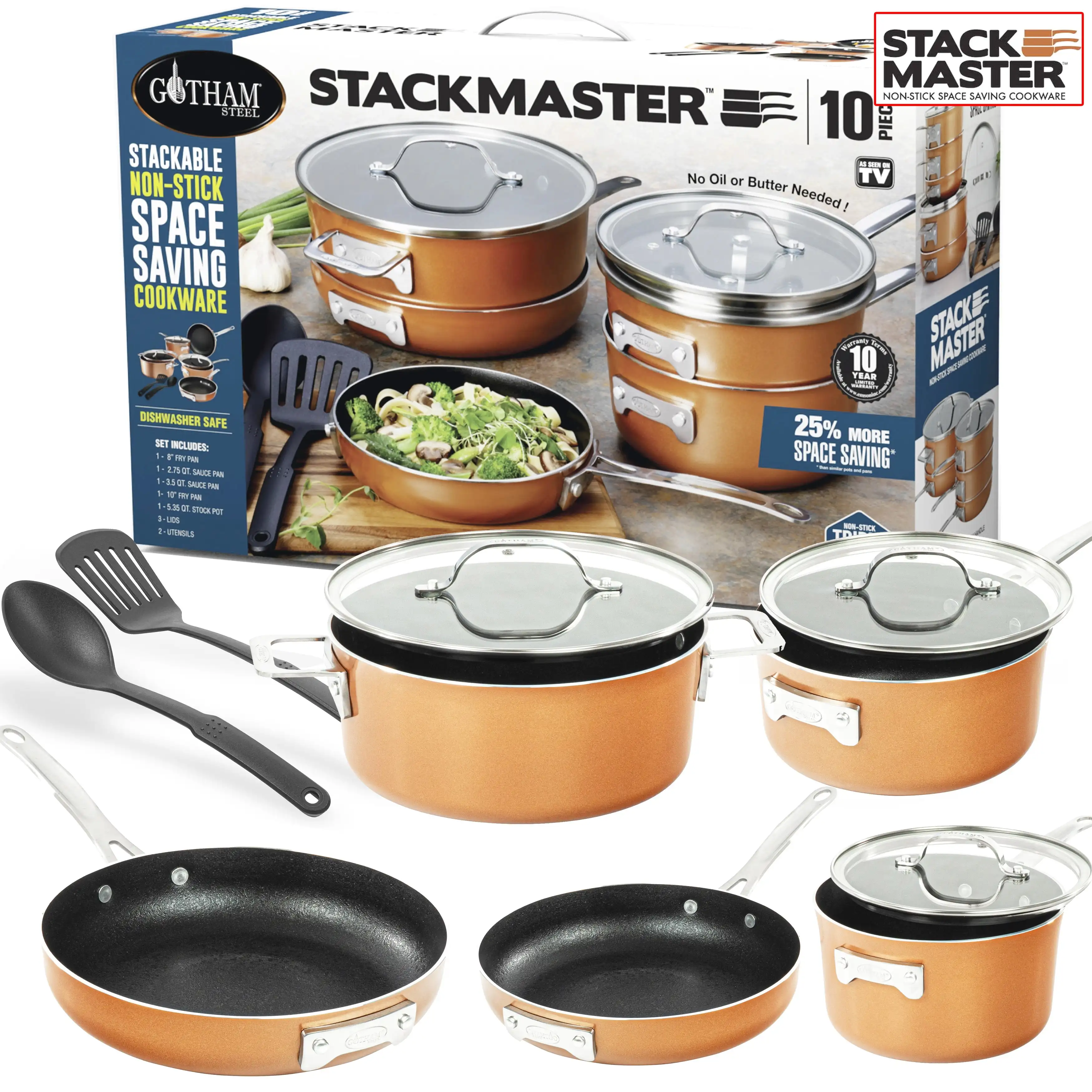 Nonstick Pots and Pans 10 Piece Set Ceramic Cookware Kitchen Set Stackable Tempered Glass Lids
Nonstick Pots and Pans 10 Piece Set Ceramic Cookware Kitchen Set Stackable Tempered Glass Lids