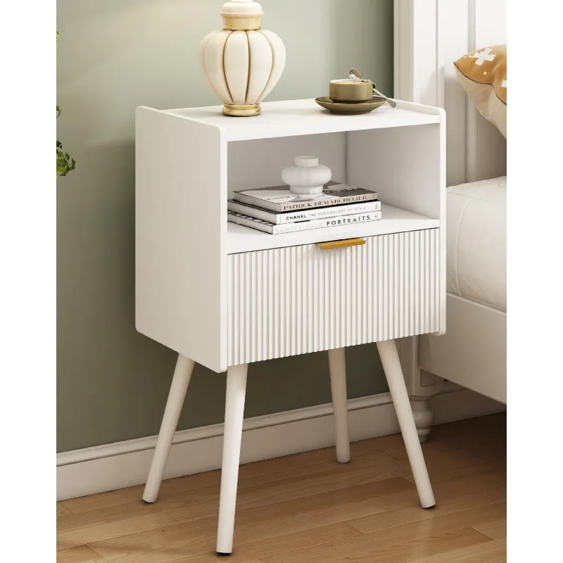 White Nightstand,Modern Bedside Table with Storage Drawer and Open Wood Shelf, for Living Room, Bedroom and Small Spaces, Accent
White Nightstand,Modern Bedside Table with Storage Drawer and Open Wood Shelf, for Living Room, Bedroom and Small Spaces, Accent