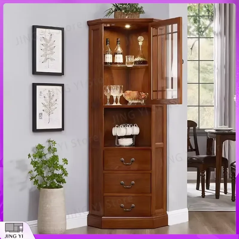 American Solid Wood Corner Wine Cabinet Vertical Triangle Design Glass Door 3 Drawers Storage for Home Bar Kitchen Office
American Solid Wood Corner Wine Cabinet Vertical Triangle Design Glass Door 3 Drawers Storage for Home Bar Kitchen Office