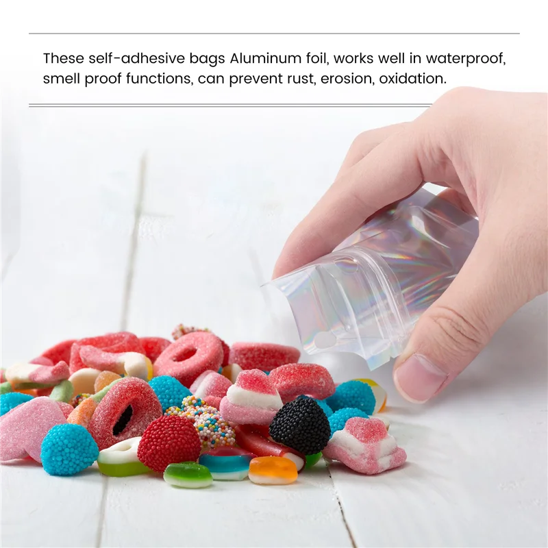 AS60-200 Pieces Resealable Smell Proof Bags Foil Pouch Bag Flat Zipper Closure Bag For Party Favor Food Storage (Holographic Col
AS60-200 Pieces Resealable Smell Proof Bags Foil Pouch Bag Flat Zipper Closure Bag For Party Favor Food Storage (Holographic Col