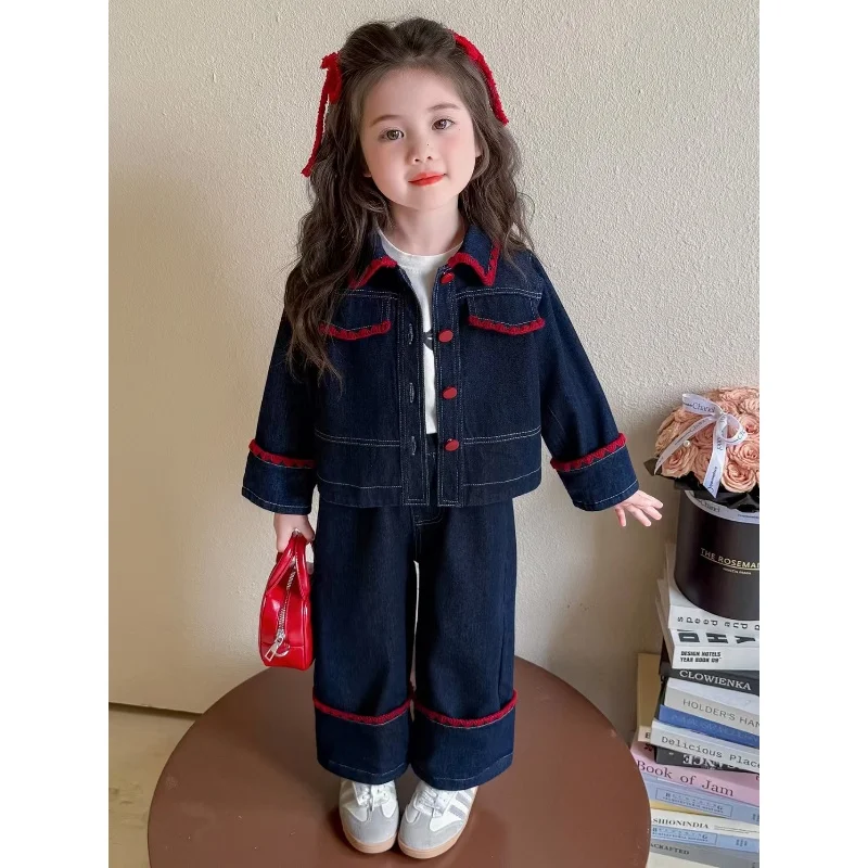 Girls' Suit Autumn New Foreign Style Children's Denim Two-piece Set Medium and Small Children's Girls Bow Jacket
Girls' Suit Autumn New Foreign Style Children's Denim Two-piece Set Medium and Small Children's Girls Bow Jacket