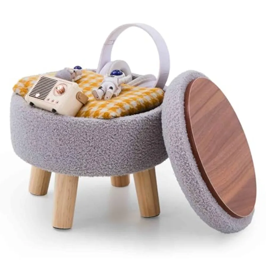 Storage Ottoman Modern Round Footrest with Soft Padded Seat Teddy Velvet Footstool with Wood Legs Accent Small Table or Plant S
Storage Ottoman Modern Round Footrest with Soft Padded Seat Teddy Velvet Footstool with Wood Legs Accent Small Table or Plant S
