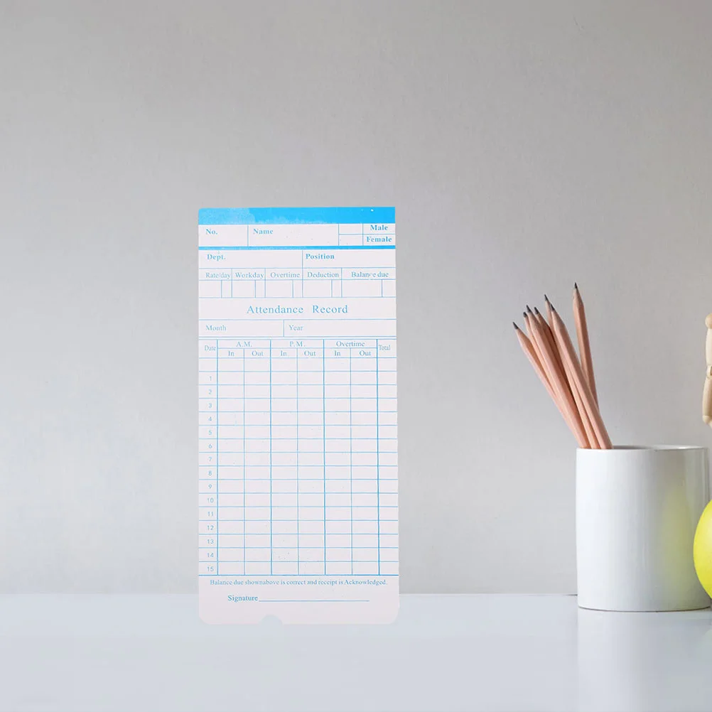 190 Sheets English Clock Attendance Paper Double-sided 150 Packaged Note Cards Employee Holder Time Office Use
190 Sheets English Clock Attendance Paper Double-sided 150 Packaged Note Cards Employee Holder Time Office Use
