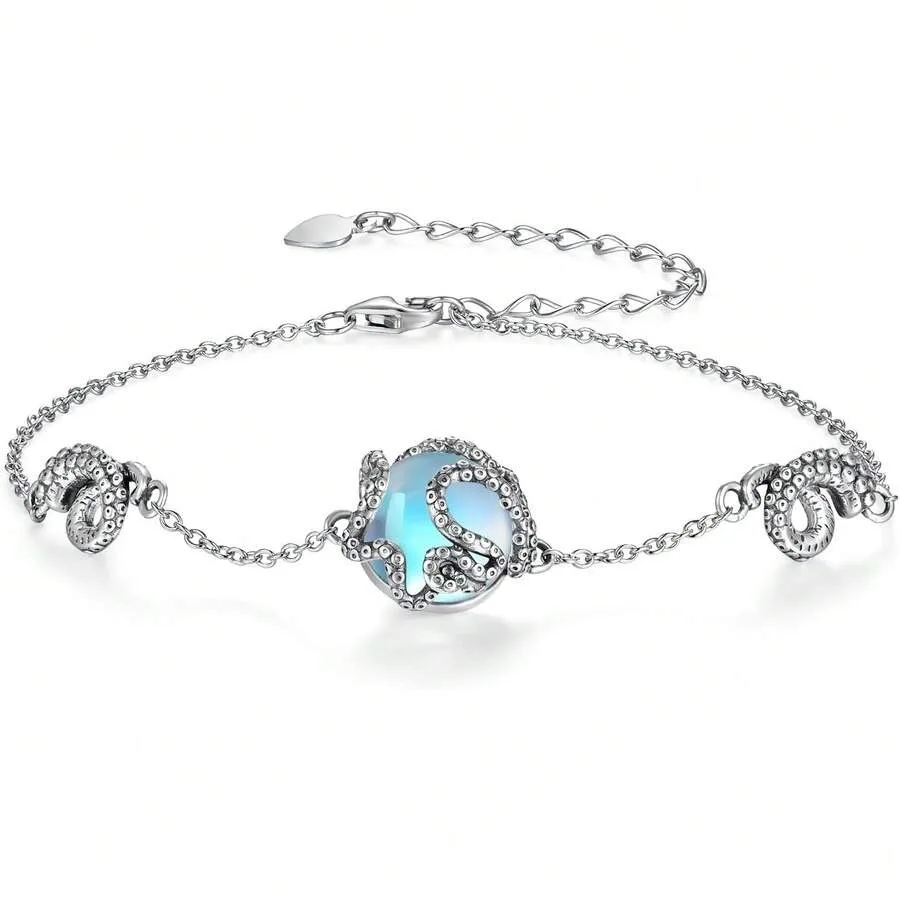 925 Sterling Silver Octopus Bracelet With Moonstone - Ocean And Jewelry - Sea Animal Decor Gifts WomenA Valentine's Day ARXQ
925 Sterling Silver Octopus Bracelet With Moonstone - Ocean And Jewelry - Sea Animal Decor Gifts WomenA Valentine's Day ARXQ
