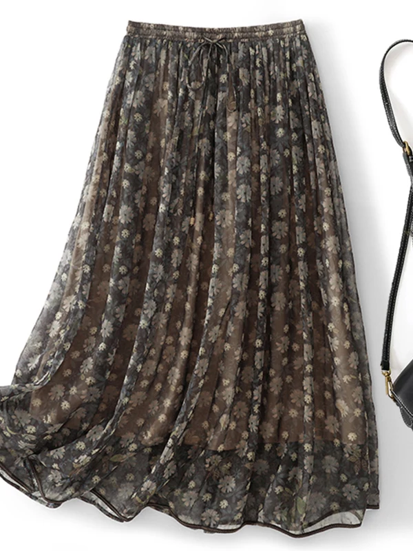 Высококачественная юбка в стиле ретро с цветочным принтом, женская летняя эластичная юбка-миди с высокой талией для похудения, тюлевая юбка трапециевидной формы с принтом и поясом
Высококачественная юбка в стиле ретро с цветочным принтом, женская летняя эластичная юбка-миди с высокой талией для похудения, тюлевая юбка трапециевидной формы с принтом и поясом