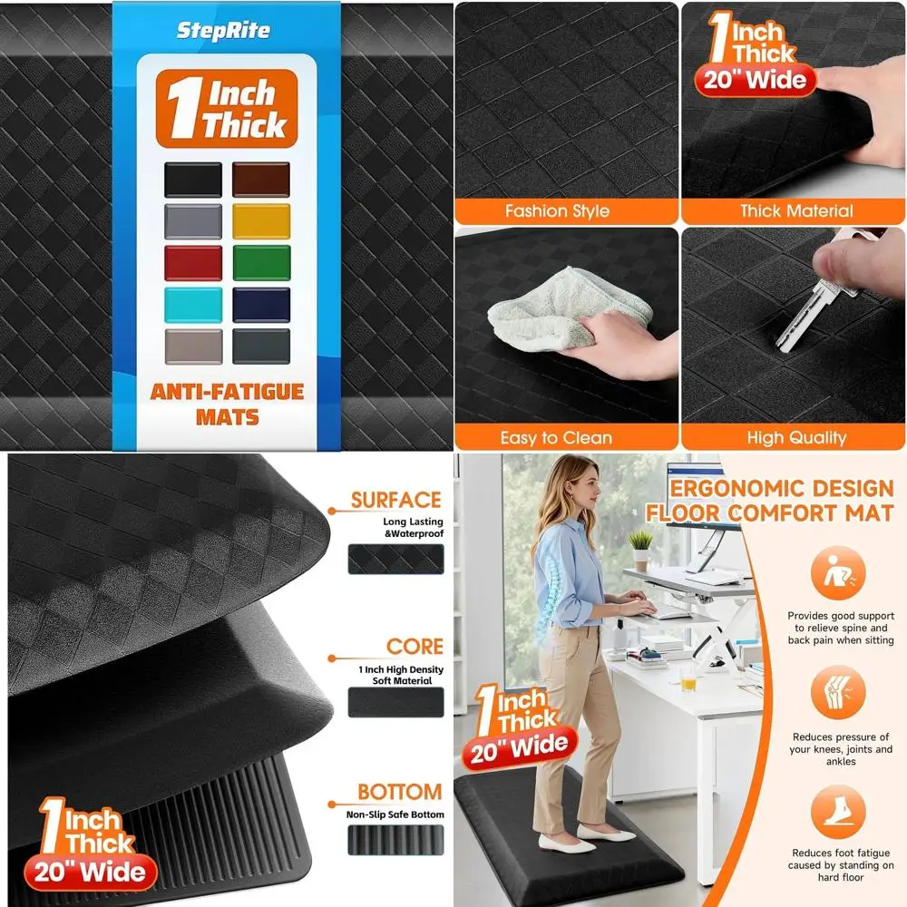 Кухонные коврики против усталости толщиной 1 дюйм, нескользящие, водонепроницаемые коврики для дома и офиса, черные
Кухонные коврики против усталости толщиной 1 дюйм, нескользящие, водонепроницаемые коврики для дома и офиса, черные