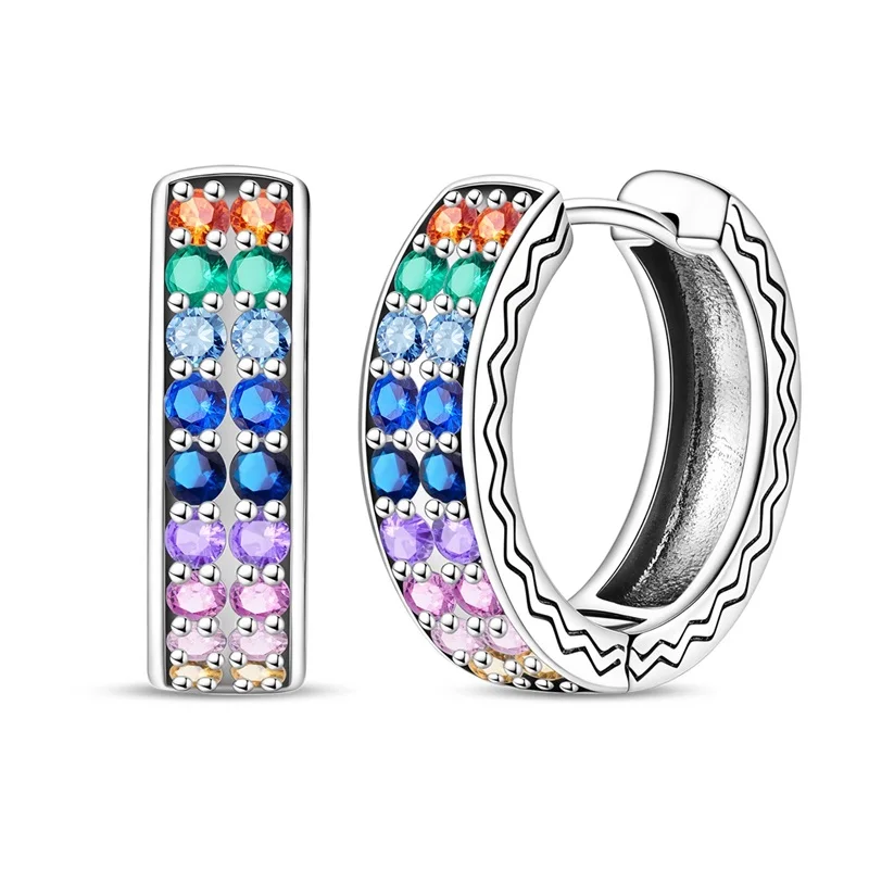 New 925 Sterling Silver Rainbow Twin Drop Hoop Earrings Sparkling CZ Zircon Earrings For Women Fine Birthday Anniversary Jewelry
New 925 Sterling Silver Rainbow Twin Drop Hoop Earrings Sparkling CZ Zircon Earrings For Women Fine Birthday Anniversary Jewelry