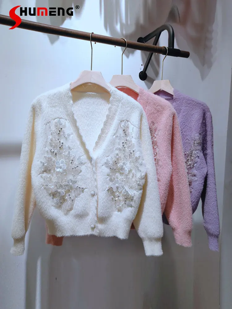 Heavy Industry Beads Sequined Imitation Mink V-neck Cropped Sweater Coat Women 2023 Spring New Long-Sleeve Knitted Cardigan Top
Heavy Industry Beads Sequined Imitation Mink V-neck Cropped Sweater Coat Women 2023 Spring New Long-Sleeve Knitted Cardigan Top