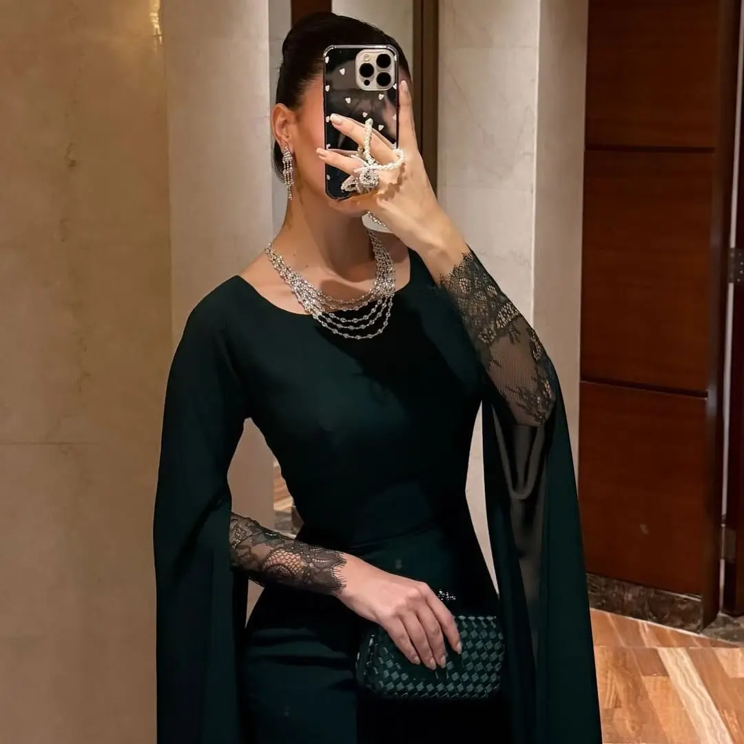 2025 Custom Made O-Neck Jersey Flare Sleeves Party Dress Classic Side Slit Long Sleeves Lace Zipper Back Evening Dress
2025 Custom Made O-Neck Jersey Flare Sleeves Party Dress Classic Side Slit Long Sleeves Lace Zipper Back Evening Dress