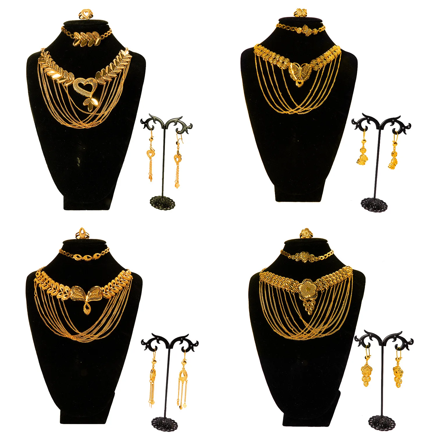 9999 Gold Wedding Jewelry Set - African Nigerian Bride Necklace, Earrings, Ring, Bracelet - Four-Set Set
9999 Gold Wedding Jewelry Set - African Nigerian Bride Necklace, Earrings, Ring, Bracelet - Four-Set Set