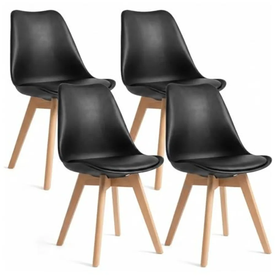 Dining Chairs Set of 4 for Dining Room Kitchen Apartment, PU Leather Upholstered Seat, Black Curved Backrest with Solid Wood Le
Dining Chairs Set of 4 for Dining Room Kitchen Apartment, PU Leather Upholstered Seat, Black Curved Backrest with Solid Wood Le