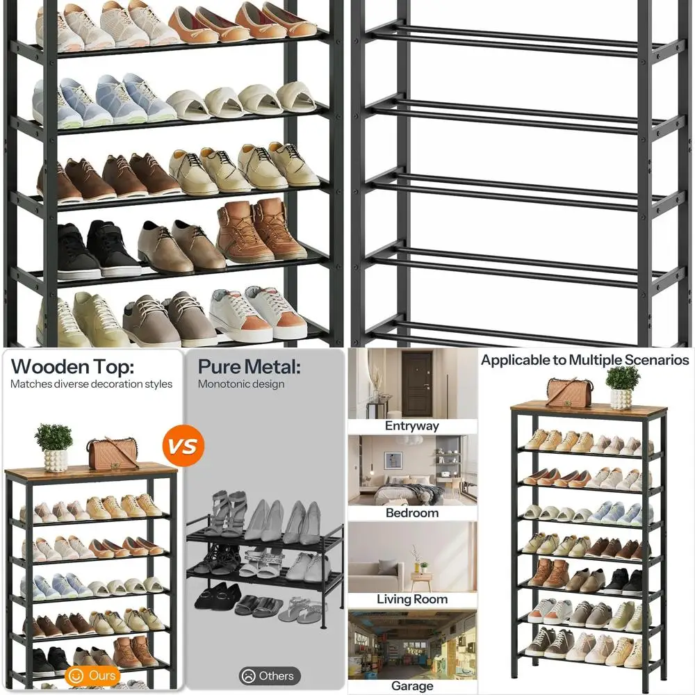 Sturdy 8-Tier Shoe Organizer, Holds 32 Pairs, Adjustable Metal Rack, Rustic Brown & Black SS78BR
Sturdy 8-Tier Shoe Organizer, Holds 32 Pairs, Adjustable Metal Rack, Rustic Brown & Black SS78BR