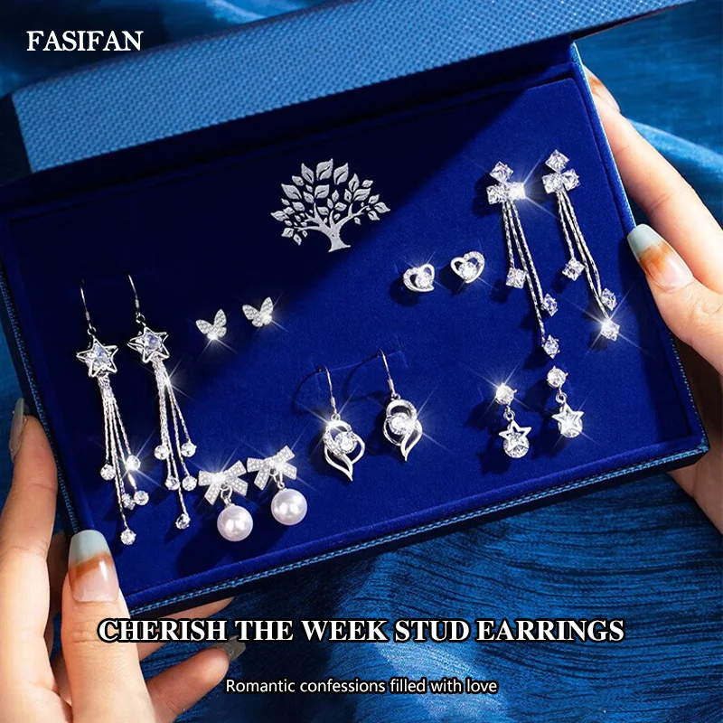 FASIFAN Light Luxury One Week Earrings Women's Earrings Jewelry Seven Pairs Set Earrings Christmas Lover Gift
FASIFAN Light Luxury One Week Earrings Women's Earrings Jewelry Seven Pairs Set Earrings Christmas Lover Gift