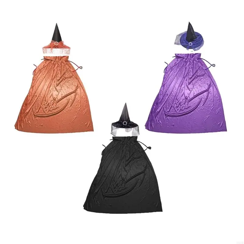 H58E 2Pieces Witch Dress Costume Halloween Wizard Cosplay Costume Set Witch Cloak Wizard Cape with Halloween Wizard Hat
H58E 2Pieces Witch Dress Costume Halloween Wizard Cosplay Costume Set Witch Cloak Wizard Cape with Halloween Wizard Hat