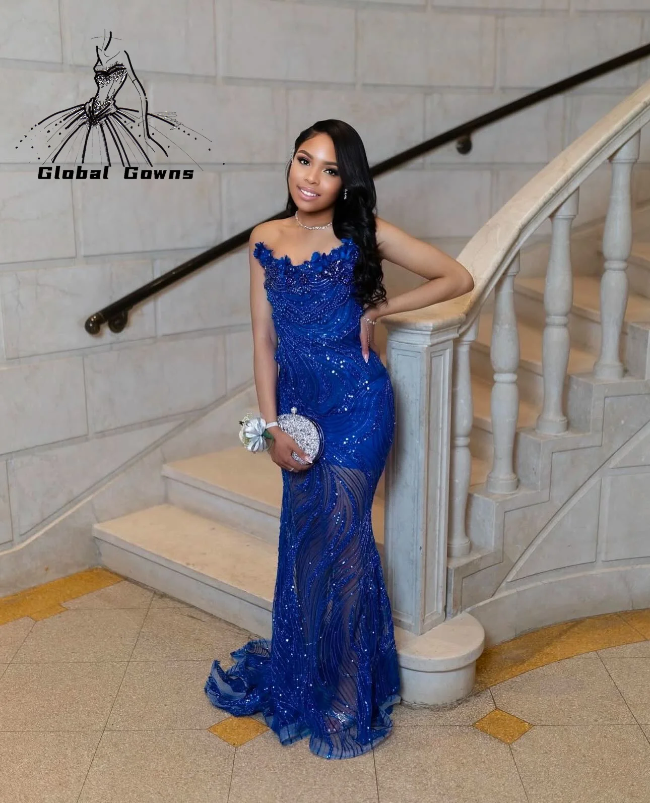 Royal Blue O Neck Long Prom Gowns For Black Girls Beaded Crystal Birthday Party Dresses Sequined Evening Dress Robe Customized
Royal Blue O Neck Long Prom Gowns For Black Girls Beaded Crystal Birthday Party Dresses Sequined Evening Dress Robe Customized