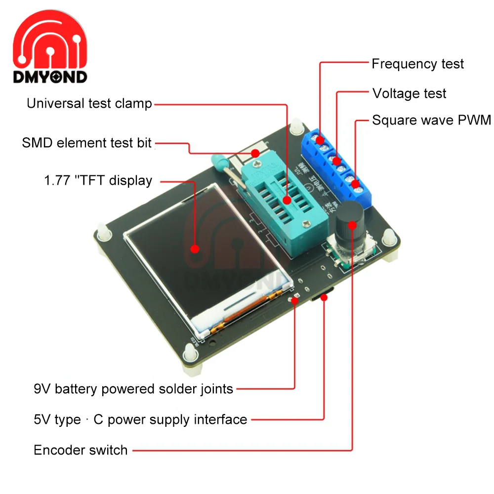 GM328A Transistor Tester 1Hz to 1MHz Freq Counter Signal Gen, Rotary Encoder Control for Component Diode Capacitor ESR 5V Type-C
GM328A Transistor Tester 1Hz to 1MHz Freq Counter Signal Gen, Rotary Encoder Control for Component Diode Capacitor ESR 5V Type-C