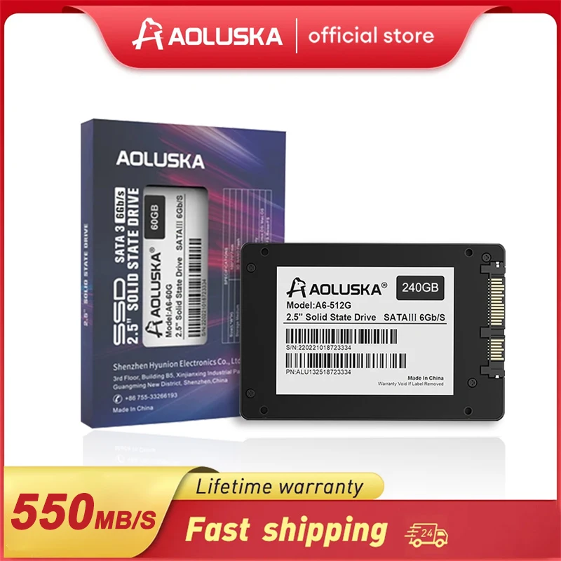 AOLUSKA SSD 256GB 2.5 SATA 3 SSD 512GB 480GB 500GB 1TB 2TB Solid State Drive 240GB 120GB 128GB Laptop Desktop internal Hard Disk
AOLUSKA SSD 256GB 2.5 SATA 3 SSD 512GB 480GB 500GB 1TB 2TB Solid State Drive 240GB 120GB 128GB Laptop Desktop internal Hard Disk